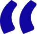 Stylized blue quotation marks in a modern design, symbolizing speech or dialogue.